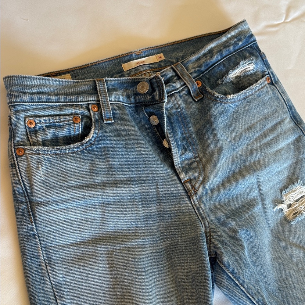 Levi's Distressed Wedgie Straight Leg Jeans (women’s)